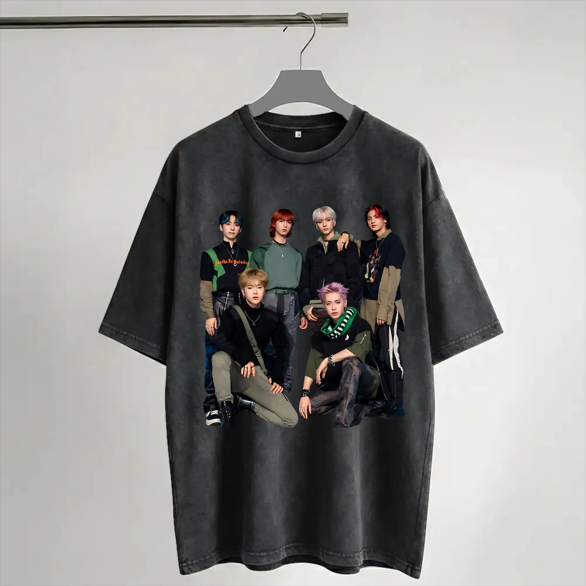 Summer XDINARY HEROES Group Debut Happy Death Day   Washed Shirts Outfit Oversize T-Shirt  Men Women Tees