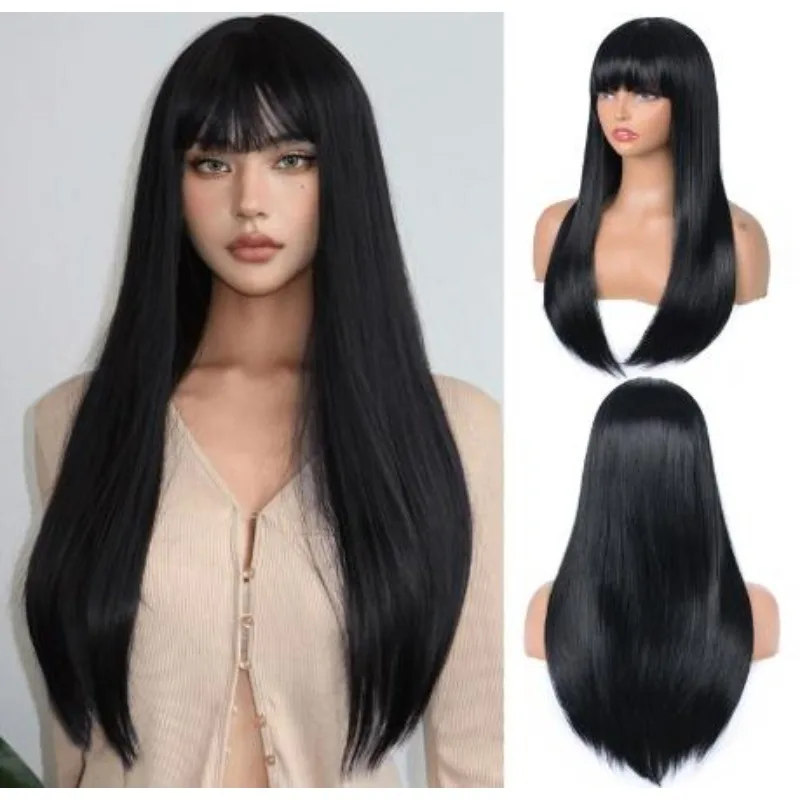

Wig with Bangs for Women Long Straight Split Dye Wig Heat Resistant Synthetic Wigs Girls Daily Use Party Halloween Cosplay wig