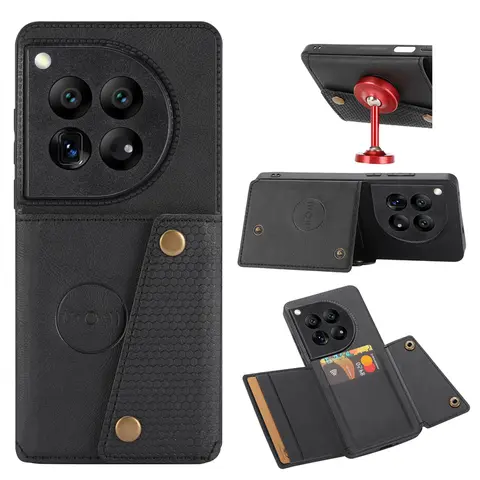 Card Pocket Case For OnePlus One Plus 13 12 11 10T 10 9 8 8T 7T ACE Pro 6T Nord 2 Card Slot Wallet Magnet Buckle Back Case Cover
