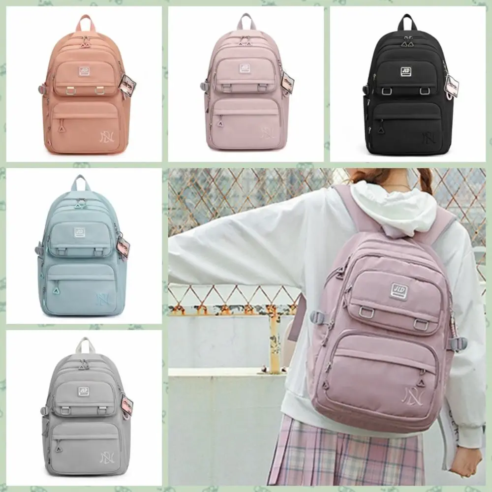 Mochilas de gran capacidad para estudiantes de secundaria, bolsillos de múltiples capas, bolso escolar Unisex para adolescentes, correas anchas para el hombro, bolsa de libros de nailon