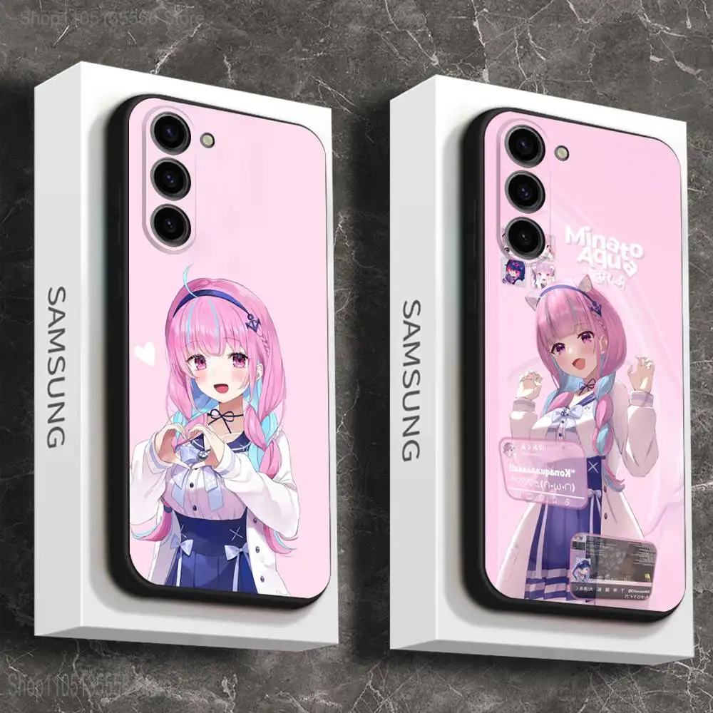 

M-Minato Aqua Hololive Phone Case For Samsung Galaxy A 73,72,51,53,52,71,22,5G,Note,J7,8,9 Soft Black Cover