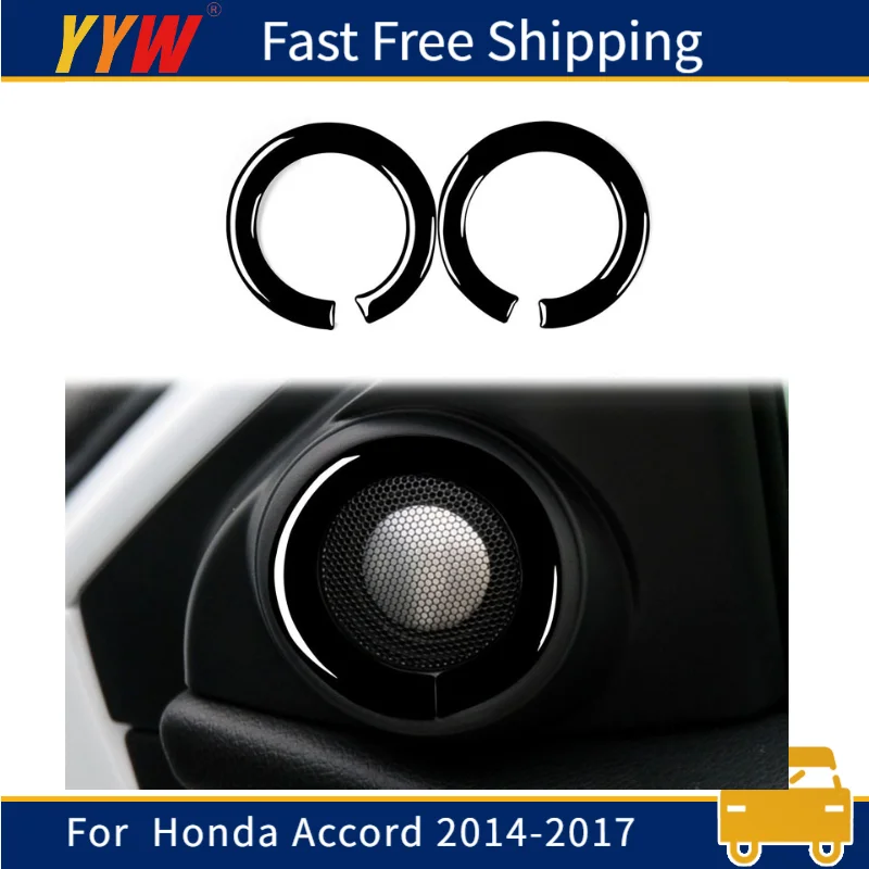 

2Pcs Car Speaker Decorative For Honda Accord 2014-2017 High Pitched Speaker glossy surface black Sticker Car Accessories