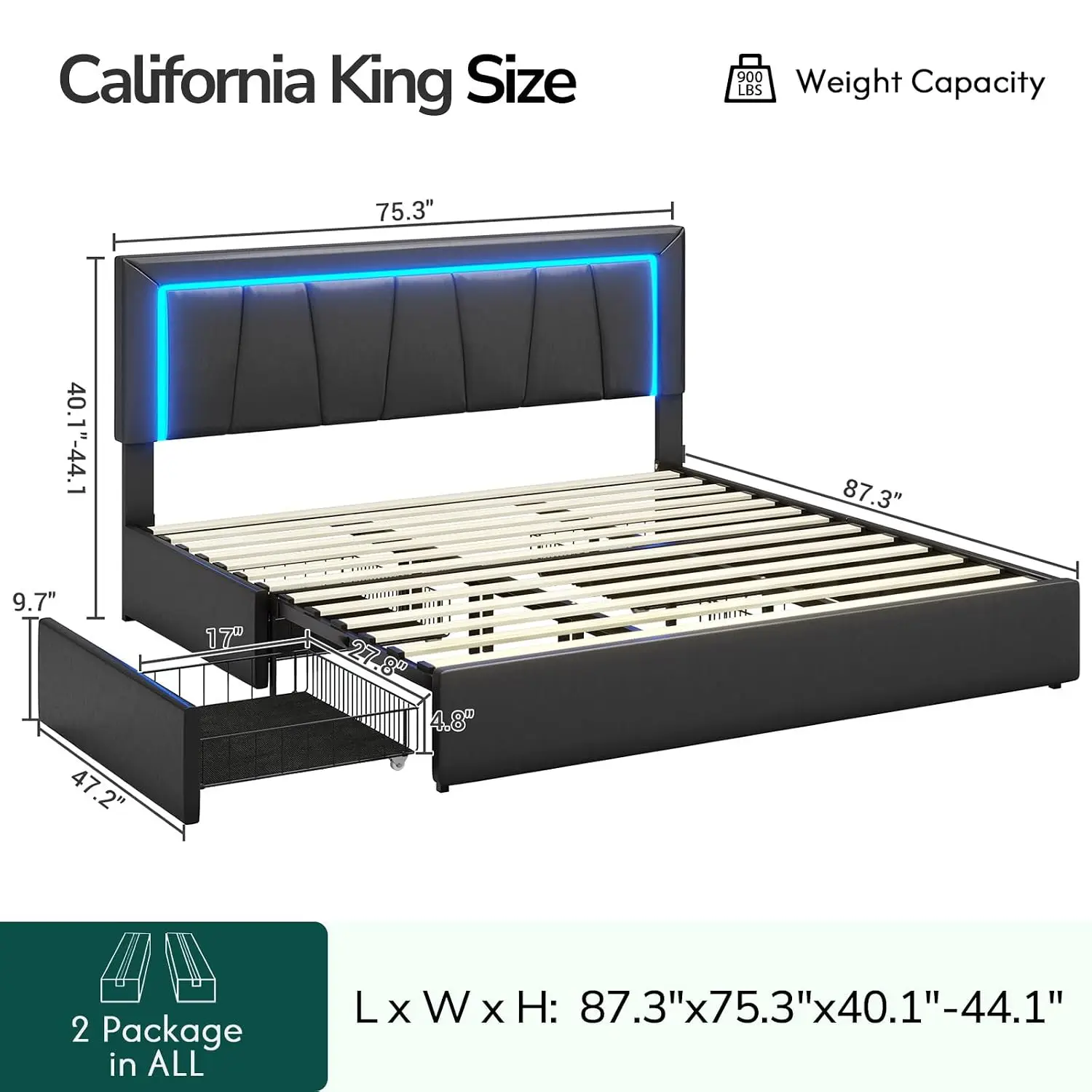 California King Bettgestell mi – King Size Bed Frame With Storage Drawers Bewertung und Preis