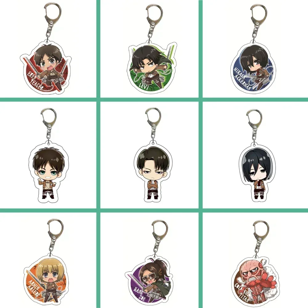 Attack on Titan Anime portachiavi Cos Baji accessori simpatico portachiavi in plastica Cartoon acrilico Bag Tag