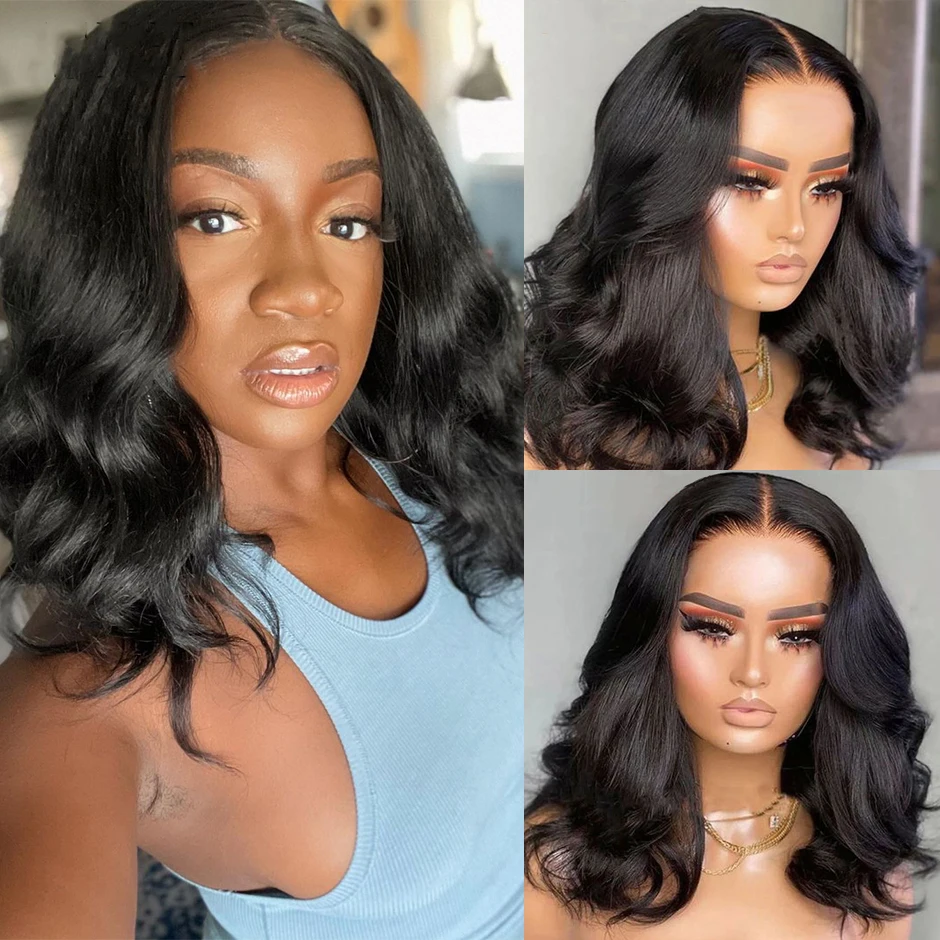 Wear And Go Glueless Body Wave Lace Closure Bob Wigs Pre Plucked For Black Women Pre-bleached Ready To Wear Beginner Friendly