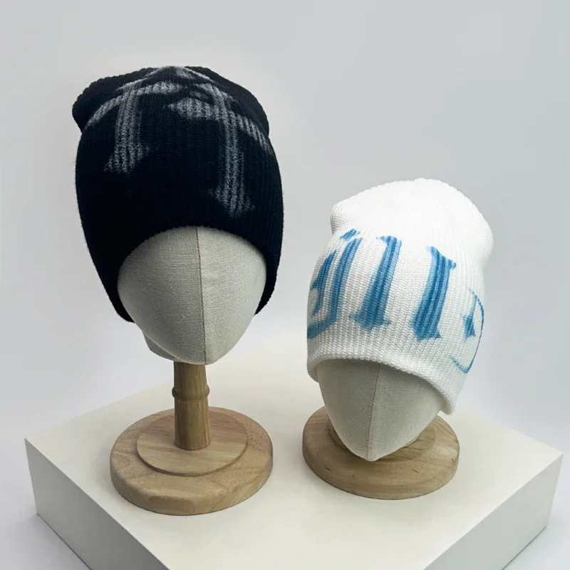 Autumn and Winter New Unisex Street Letter Print Knitted Hats Y2K Warm Personal Versatile Beanies Fashion Casual Japanese Niche