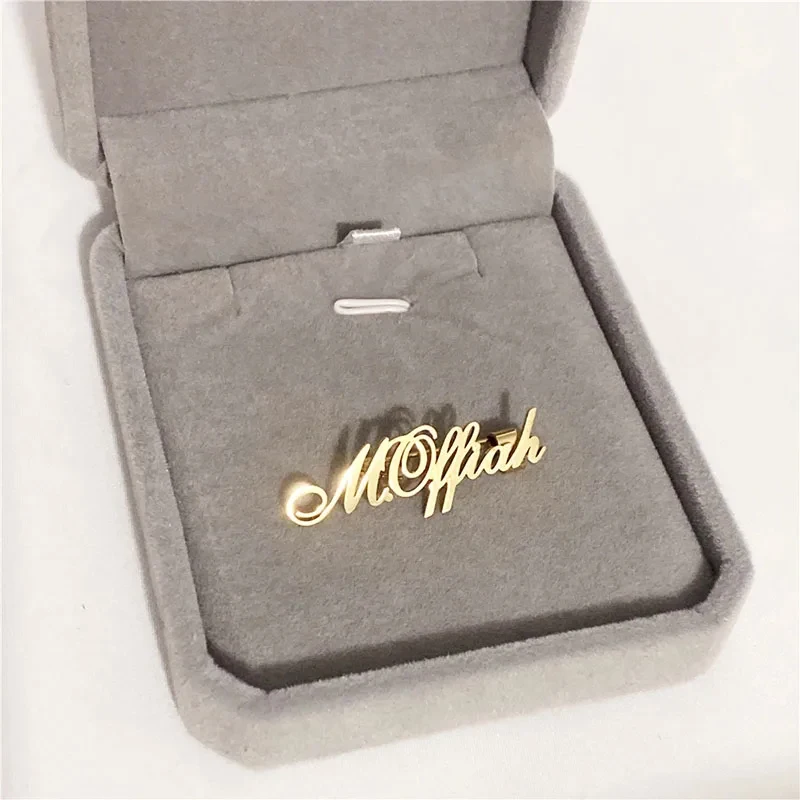 

Customized Brooch Carving Name Stainless Steel Jewelry For Women Men Personalized Brooch With Your Logo Custom Personalised Gift