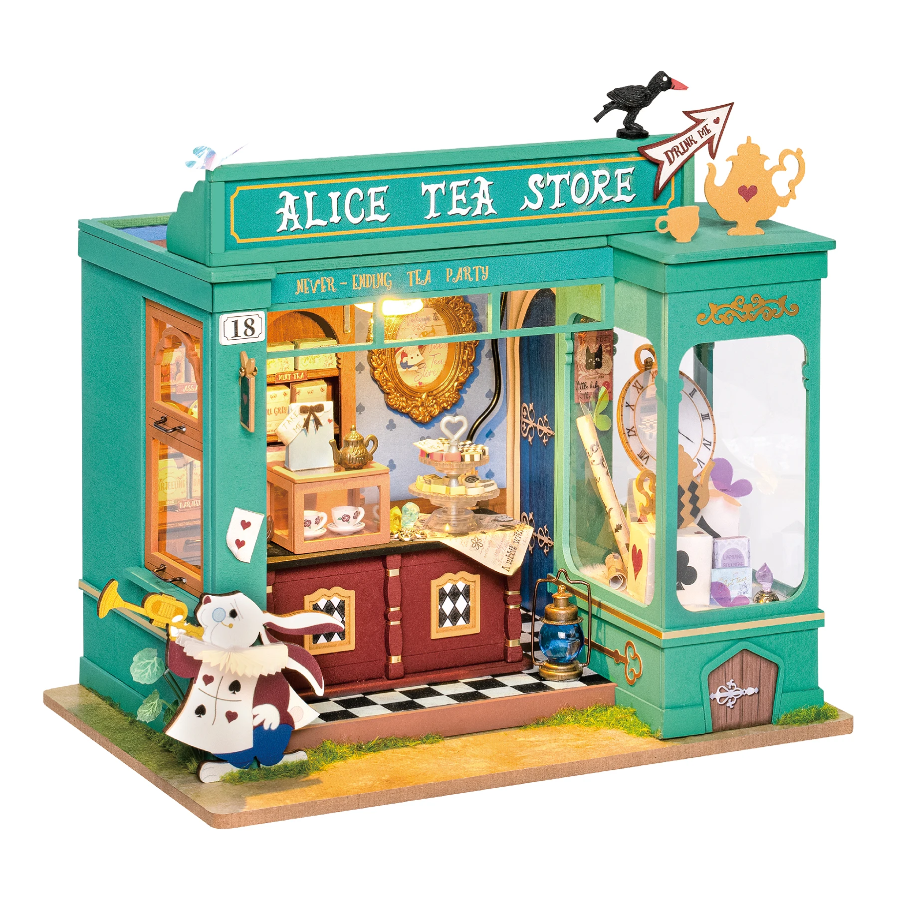 Robotime Rolife DIY Dollhouse Mystery Archives Bureau Kids Miniature Doll House Wooden Kit Toy - Alice\'s Tea Store DG156