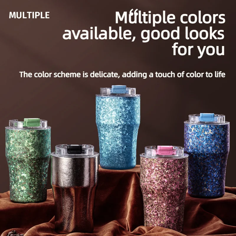 Pure Titanium Travel Mug 380ml Dual Drink Lid Vacuum Insulated Coffee Cup, Portable Leakproof Tumbler, Anti-bacterial Car Water