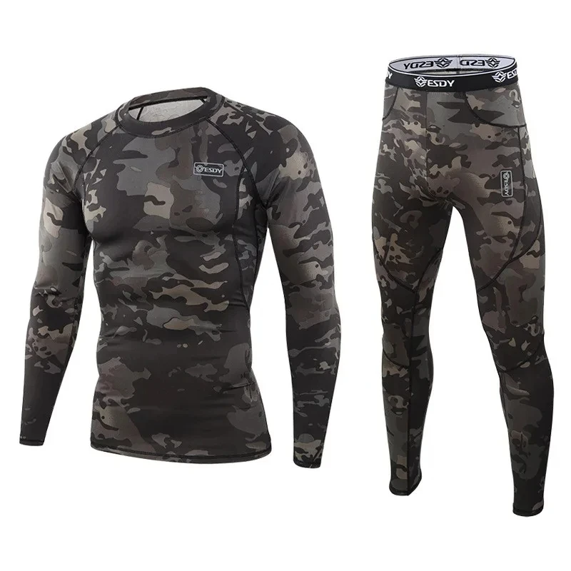 Thermal Underwear Men Winter Fleece Warm Tights Compression Quick Drying Thermo Lingerie Set Long Johns Man Camouflage Clothing