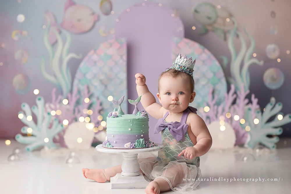 Pastel Mermaid Backdrops Kids Baby Photocall Props Child Adult Photography Decors Princess Birthday Cake Smash Background