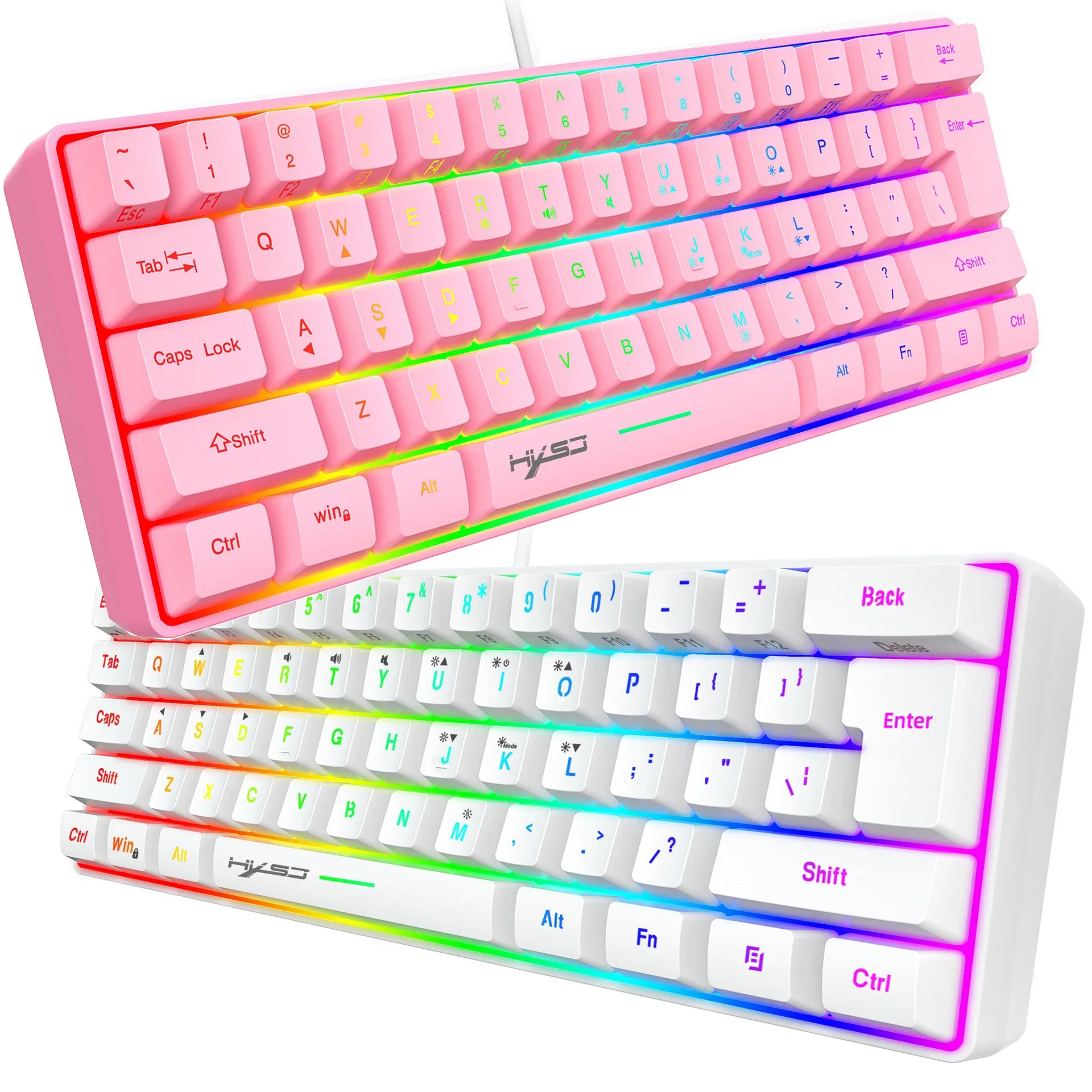 

Pink keyboard gaming 60% RGB gamer keyboards 61 keys white mini small Pc wired key board backlit clavier gaming teclados gamer