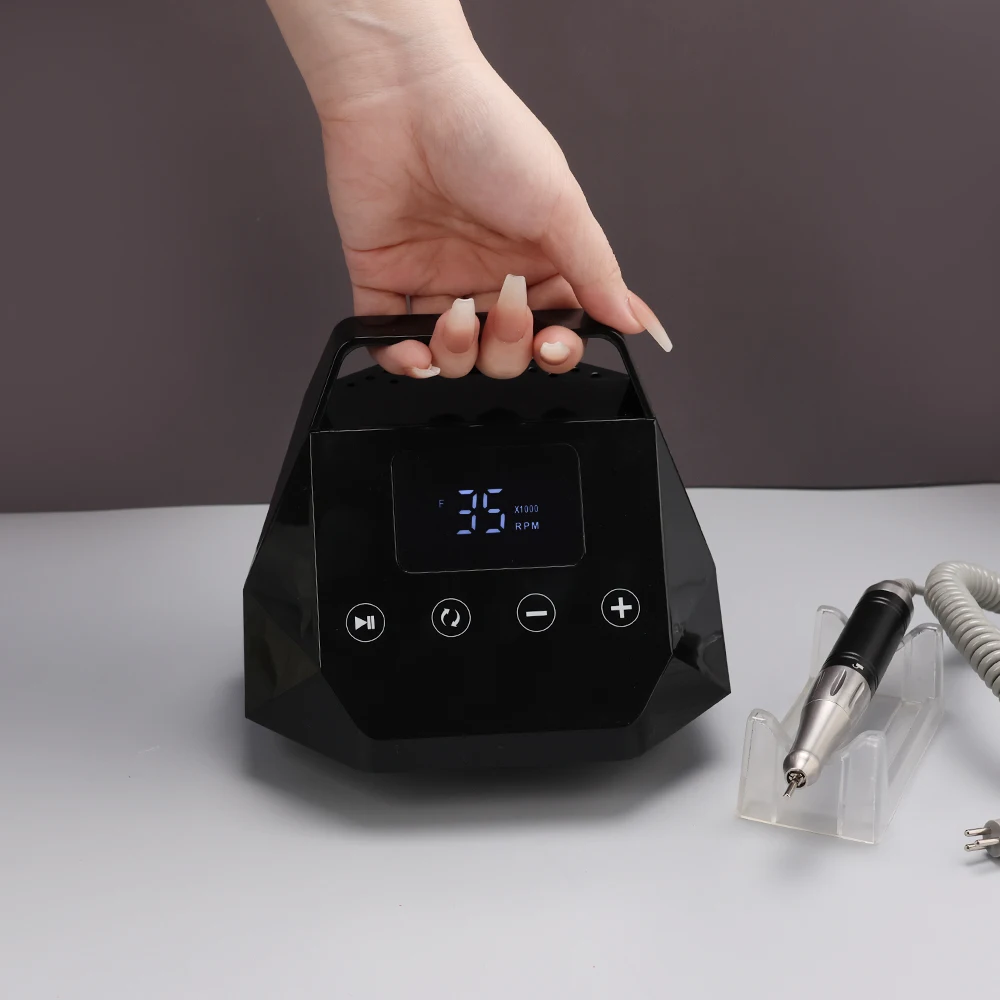Draadloze Batterij 65 W Coreless Elektrische Nagelboormachine 35000 Rpm Boor Set Manicure Met Desktop Polijstmachine E Bestand