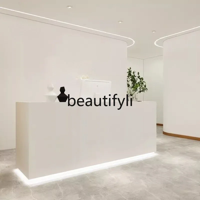 zzqBianco cassiere per salone di bellezza per abbigliamento bianco con reception aziendale leggera Semplice bar disponibile personalizzabile