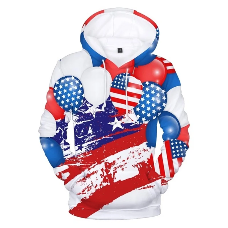 American Flag Eagle Hoodies 3D Print Retro Statue of Liberty Sports Sweatshirts Men Long Sleeve Pullover Autumn Streetwear Coat