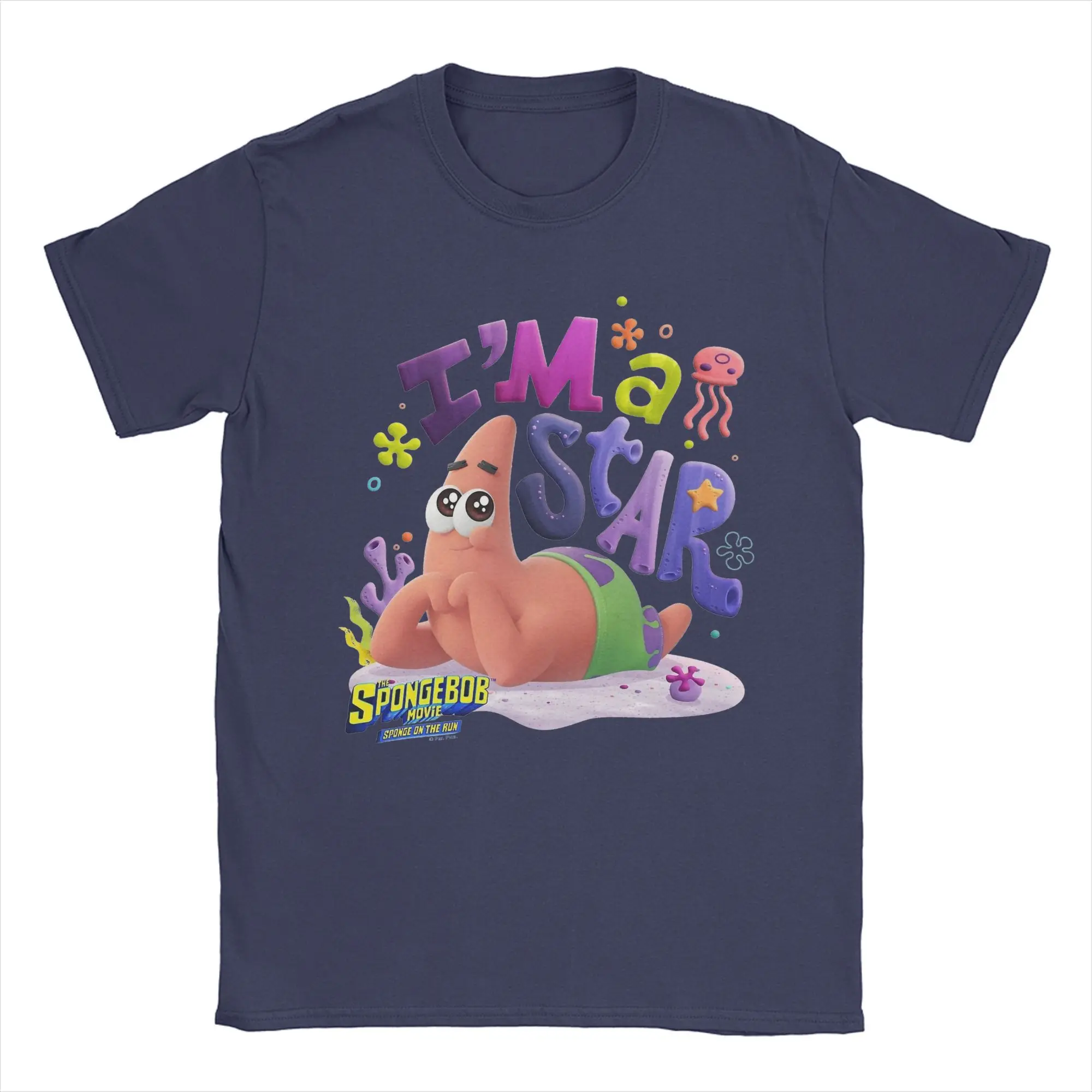 Priting The Spongebobed Movie Patrick I'm A Star Tshirts Men Cotton Short Sleeve  O-neck Summer Clothing