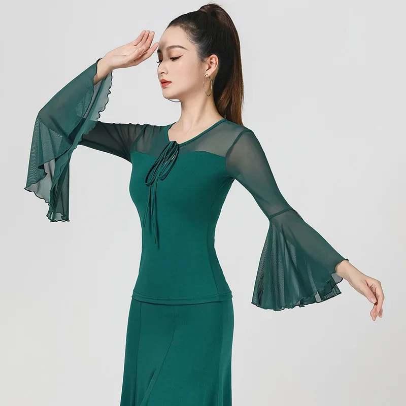 

Women's Dance Suit Top Samba Latin New Top Professional Performance Dance Practice Line Dance Clothing Party Dresses Mesh Tops