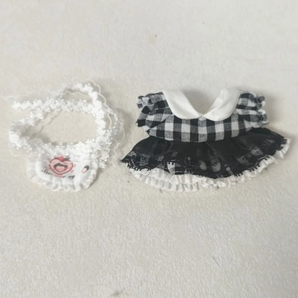 ชุดเดรสลายสก็อต 10 ซม. ชุดตุ๊กตาผ้าฝ้ายพร้อมผ้ากันเปื้อน ชุดตุ๊กตา ชุดมินิ ชุดตุ๊กตาน่ารัก ชุดแต่งตัวตุ๊กตา 10 ซม. ตุ๊กตาผ้าฝ้าย
