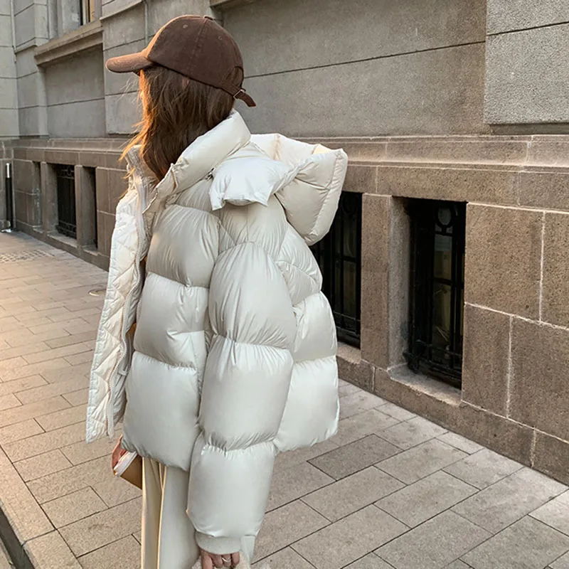 2025 Autumn Winter Short Parkas Women Korean Fashion Thick Warm Down Cotton Jacket Woman Casual Loose Hooded Cotton-Padded Coat