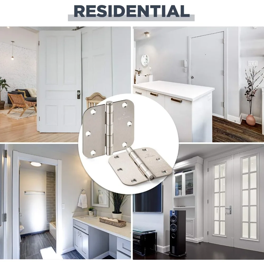 مفصلات أبواب داخلية 3.5 من النيكل الساتان مع 5/8 زوايا نصف قطر - 30 عبوة لتحسين المنزل #6