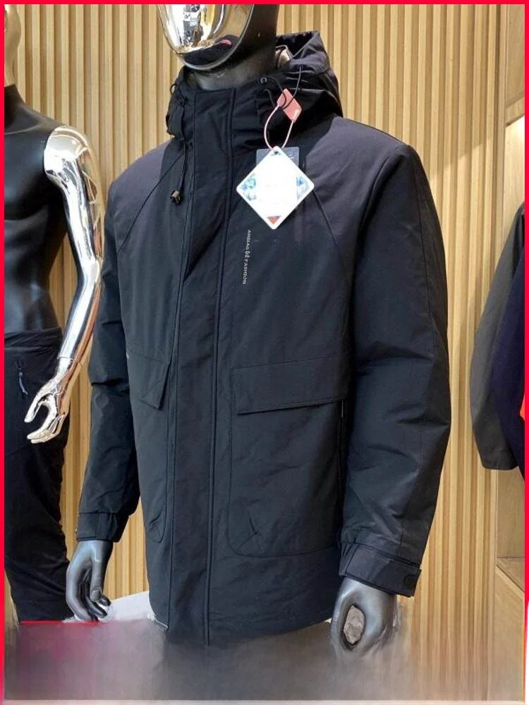 

Tee-Proof Technology Fabric Men's Winter Jaet Lightweight Versatile Hooded down Coat Windproof Warm Casual Sle Zipper C...