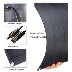 150W Flexible Solar Panel ETFE PET Waterproof PV Monocrystalline Solar Cell For 12V 24V 36V 48V Battery Solar Panel