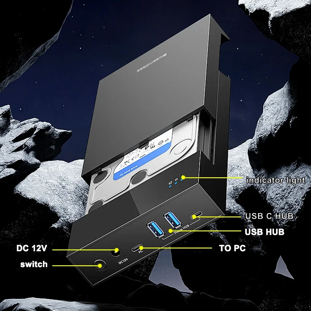 USB 3.0 20TB SATA Enclosure Hard Drive Docking Station USB Ports External Hard Drive Box for 3.5 2.5 Inch SATA SSD HDD Case