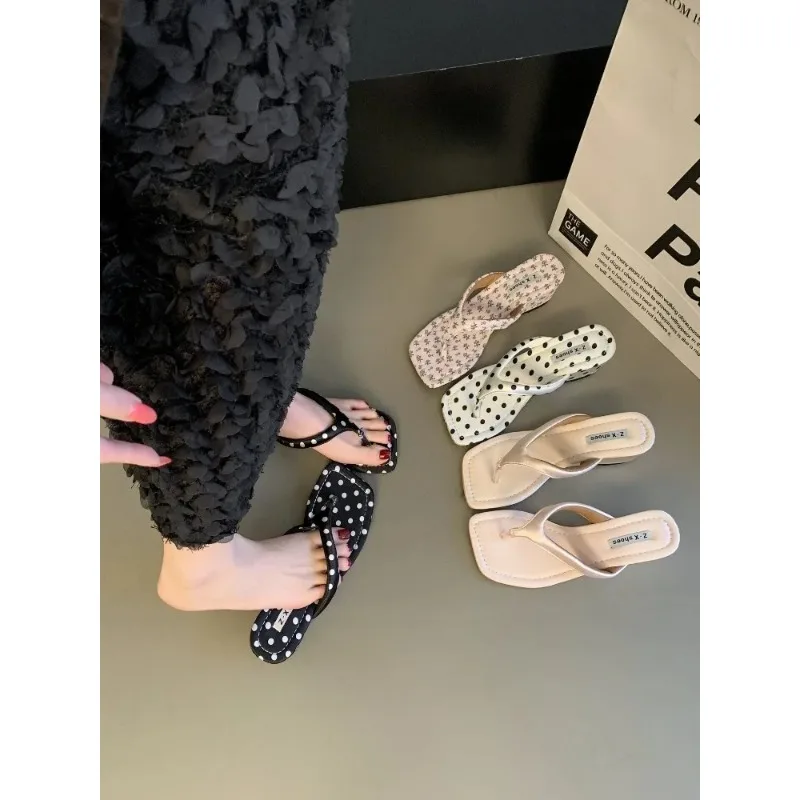

YNPO Summer Women Floral Polka Dot Flip Flops Slip On Clip Toe Slippers Ladies Outdoor Soft Sole Beach Daily Walking Slide Shoes
