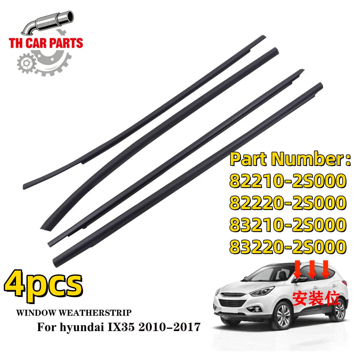 

Car Window Weatherstrip For 2010-2017 Hyundai ix35 Window Moulding Trim 82210-2S000 82220-2S000 83210-2S000 83220-2S000