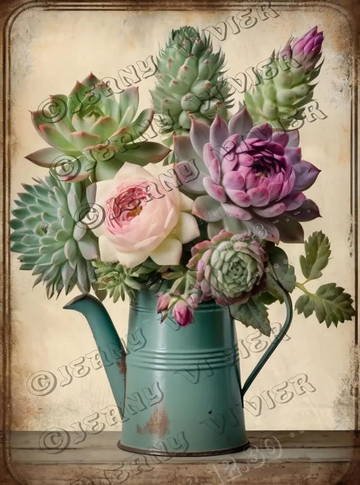 Zomyto Succulent Bouquet Retro Aluminum Sign 5.5x8 IN Metal Tin Sign Southwestern Floral Decor Succulent Wall Art Plant Poster B