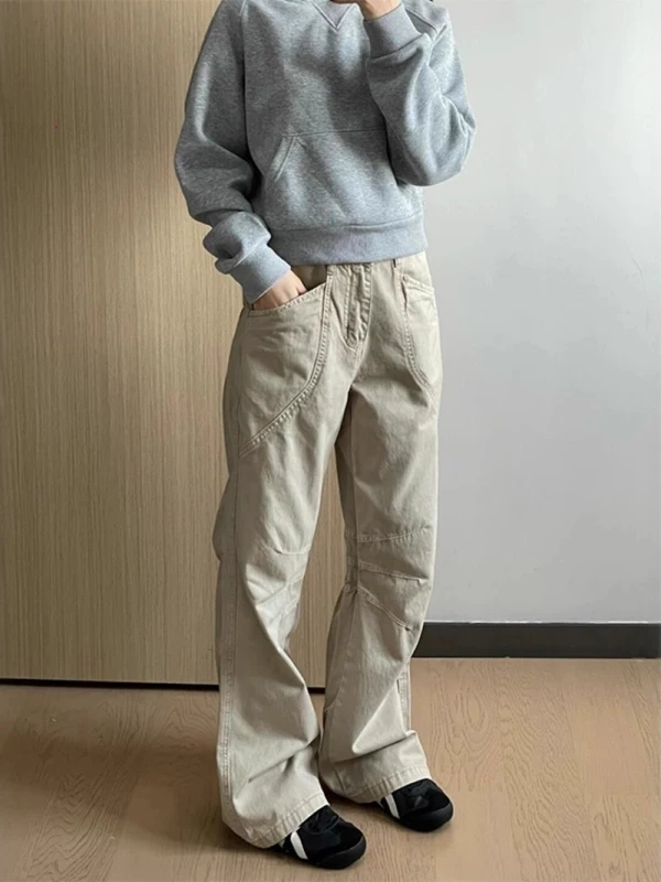 

Рабочие брюки цвета хаки, мужские свободные джинсы прямого кроя, модные и прочные, в американском стиле High Street Vibe Sle