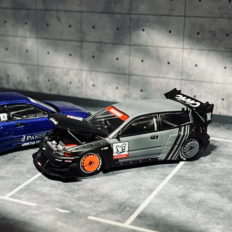 

POP RACE 1:64 Pandem Civic EG6 MK5 Black Kanjozoku No Good Diecast Diorama Car Model Toy