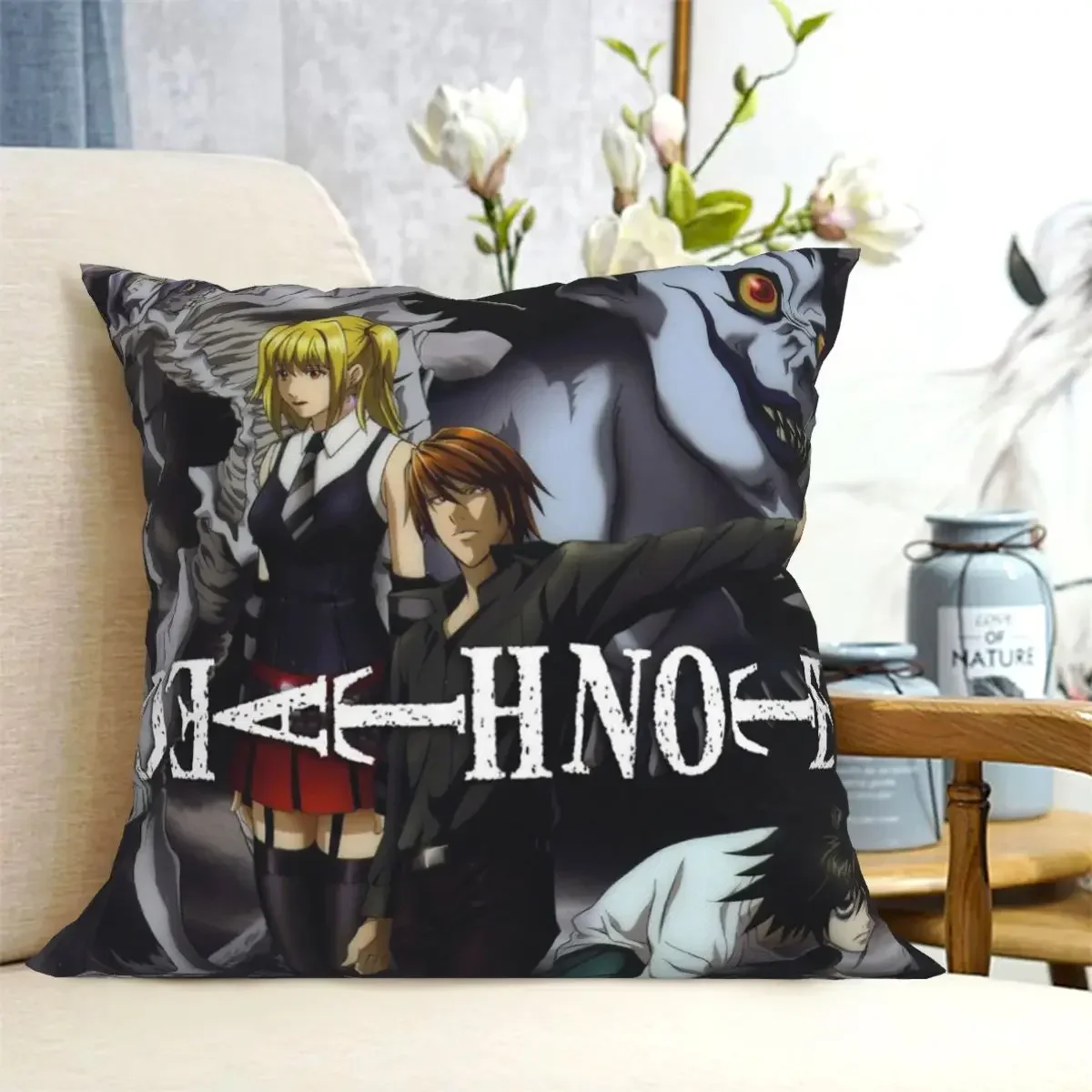 Anime DEATH NOTE federa per cuscino decorazione per la casa fodera per cuscino in poliestere per divano fodera per cuscino riutilizzabile Funda