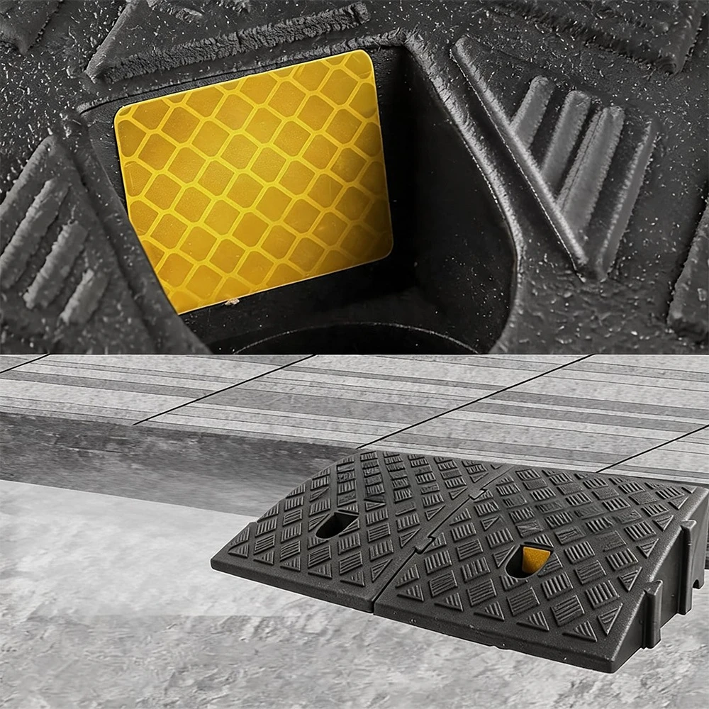 Rampa per soglia resistente, rampa per moto, rampa portatile da strada, set da 2 pezzi, antiscivolo, 11 cm, inclinazione 25 gradi, con strisce riflettenti, adatta per sedie a rotelle, corsie auto,
