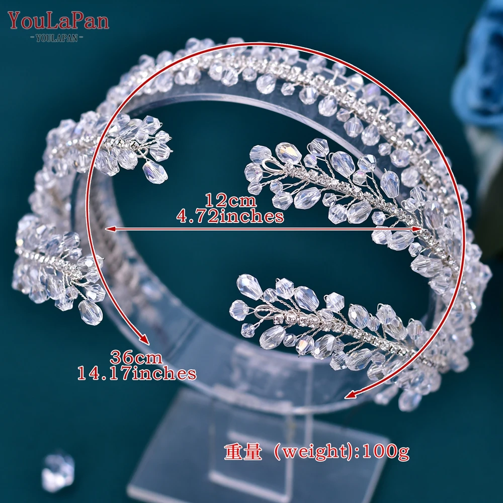 TOPQUEEN-Diadema de boda de cristal para mujer, diadema nupcial de diamantes de imitación, tocado de desfile, accesorios para el cabello para fiesta, HP382