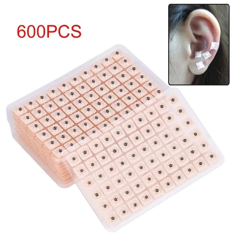 

600Pcs/lot Magnets Plated Seeds Sticker Paste Bean Ear massage seed for Acupoint Therapy Auricular Acupuncture