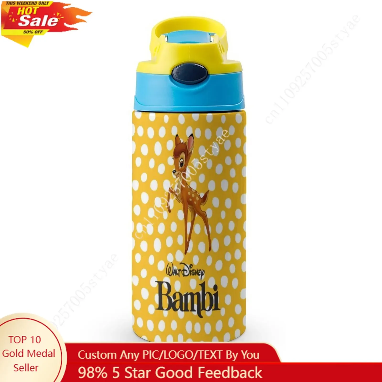 

Bambi Insulated Bottle Disney Cartoon Custom Your Photo Logo Text DIY Design Birthday Holiday Gift Thermos Bottle