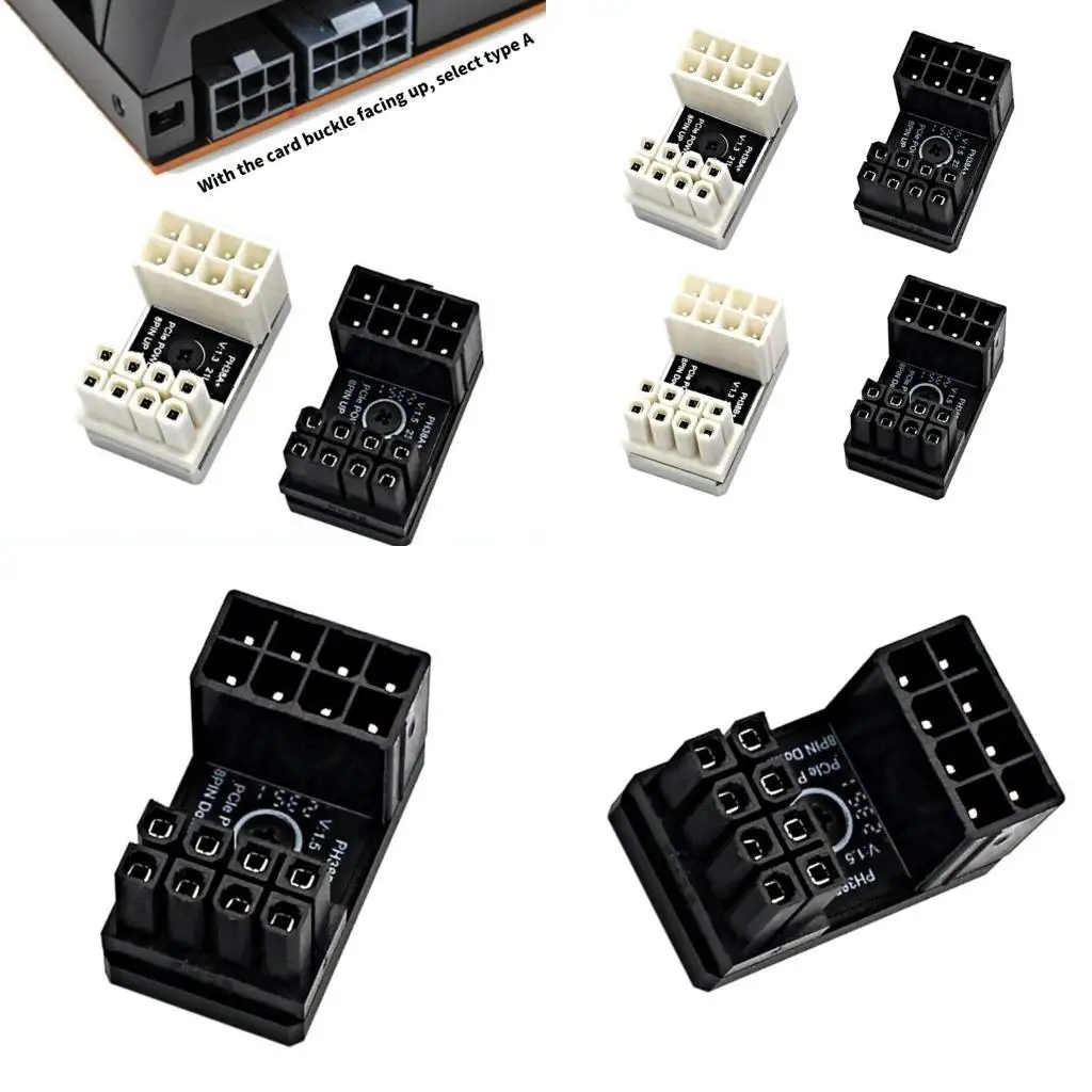 

31BA 8Pin GPU Power Adapter, 180 Degree Turning Thickened Circuit Board Sterring Adapter For Desktops High Conductivity