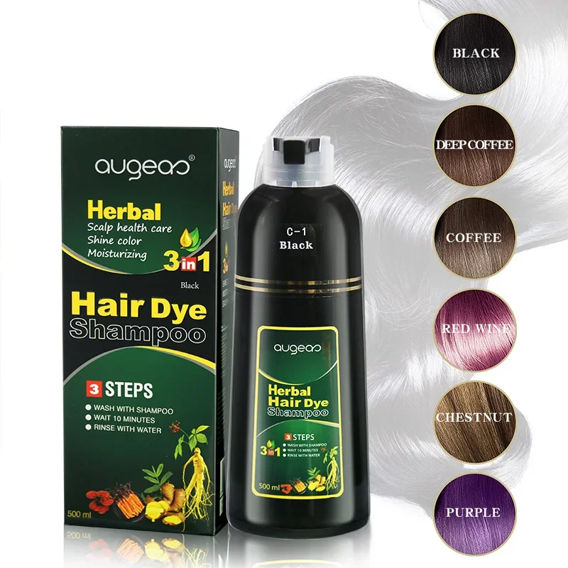 Agente colorante para el cabello de espuma negra de 500ml, champú tinte para el cabello marrón oscuro, no se adhiere al cuero cabelludo, efectivo en 5 minutos, 1 unidad