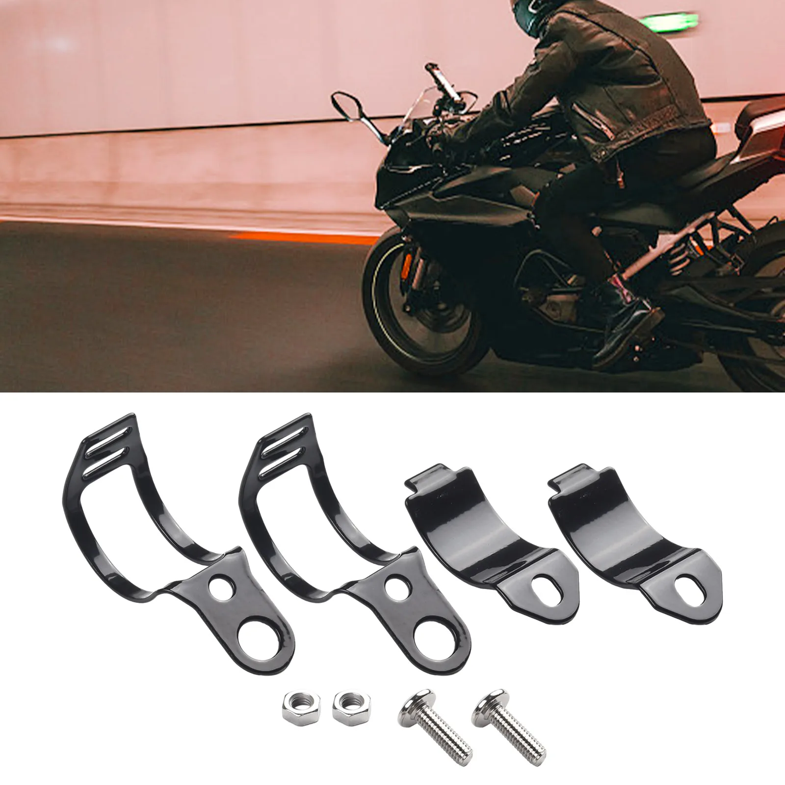 2pc Adjustable Motorcycle Turn Signal Bracket Set Metal Construction for 30mm to 43mm Forks Compatible with 12mm Studs