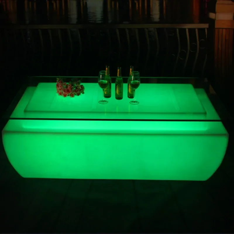 Promotional LED luminous single person sofa simple bar stool outdoor high table chair combination luminous furniture