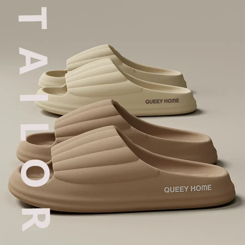 Zapatillas elegantes para hombre, suela gruesa, distribución de presión, sandalias de playa cómodas y hinchables suaves, zapatos ligeros antideslizantes para hombres y mujeres