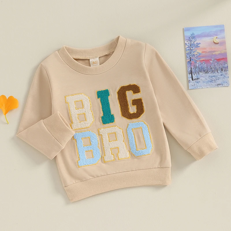 2023-08-07 Lioraitiin 6M-4Y Toddler Baby Boy Big Brother Sweatshirt Crewneck Shirt Fall Winter Clothes