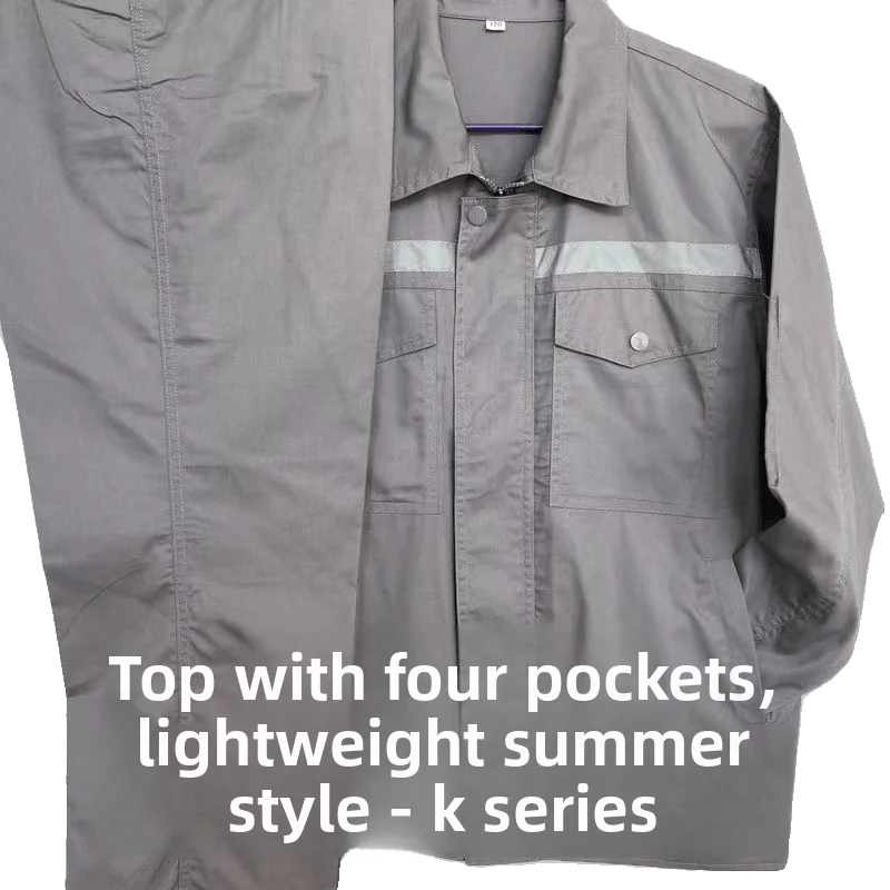 Set da Lavoro Estivo in Puro Cotone per Uomo, Top a Maniche Lunghe Resistente all'Usura per Cantieri Edili, Moda Casual Giovanile