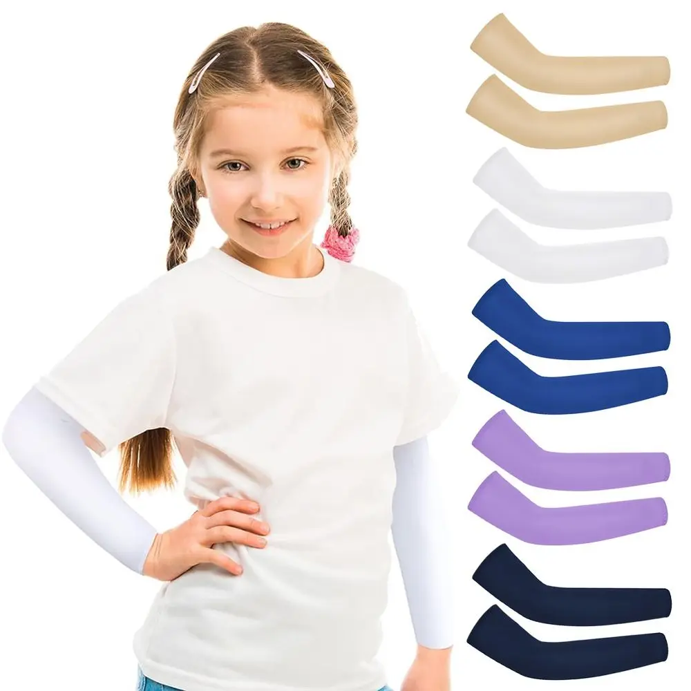 Effen Kleur Kinderen Arm Mouwen Zon Uv Bescherming Elastische Ijs Manchet Bescherming Tegen De Zon Loopt