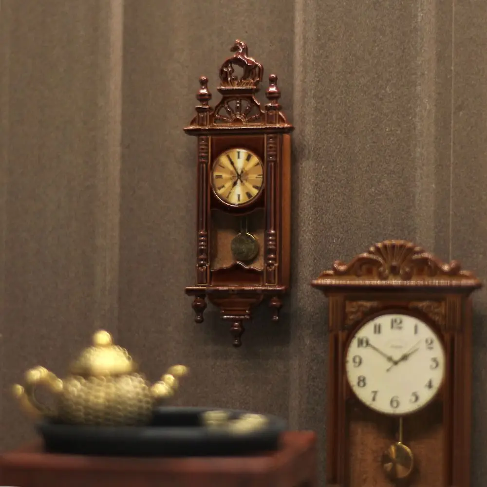 Reloj de pared en miniatura para casa de muñecas, accesorios de decoración del hogar, juguete de muebles de juego de simulación, 1:12, 1 unidad
