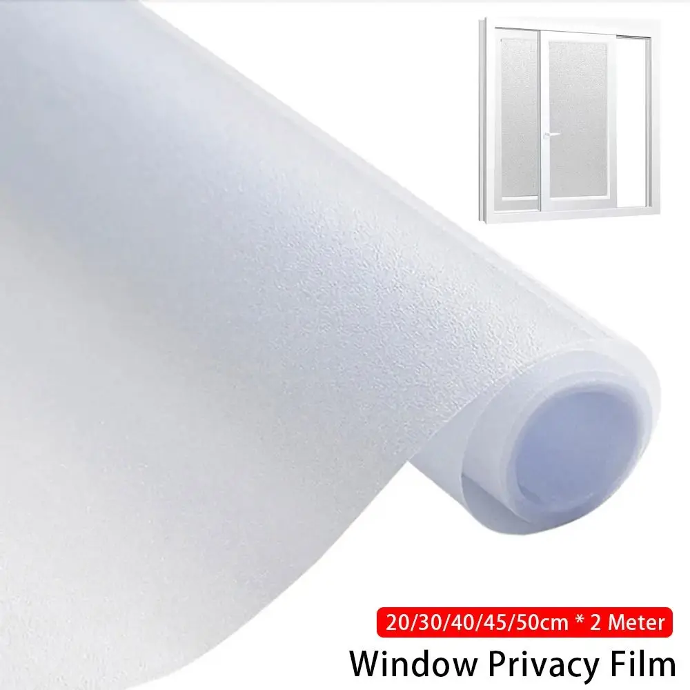 1Roll Self-Adhesive Window Film Matte Frosted Glass Heat Insulation Privacy Sticker Privacy Protection 2 Meters Window Stickers