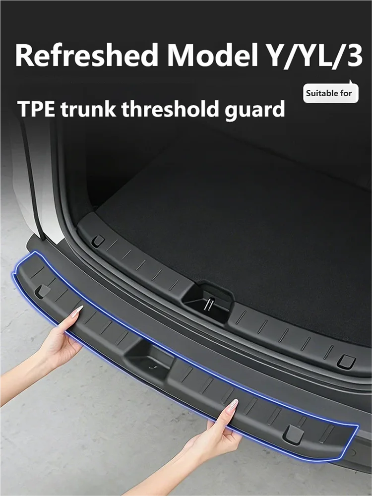 

For Tesla Model YL Y L 2025 2026 Trunk Sill Plate Protector TPE Rubber Protector Threshold Bumper Pad Prevent Scratching