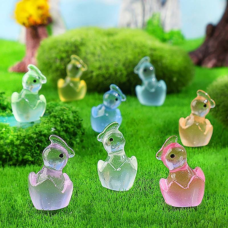 Luminous Cute Eggshell Dinosaur Ornament Pendant Micro Garden Landscape Resin DIY Car Ornaments Decorations Toys