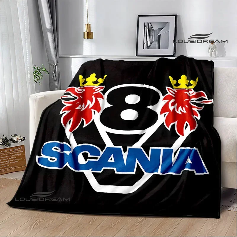 S-Scania logo printed blanket Warm Flannel Blankets Soft and Comfortable Blankets Home Travel Blanket bed linings Birthday Gift